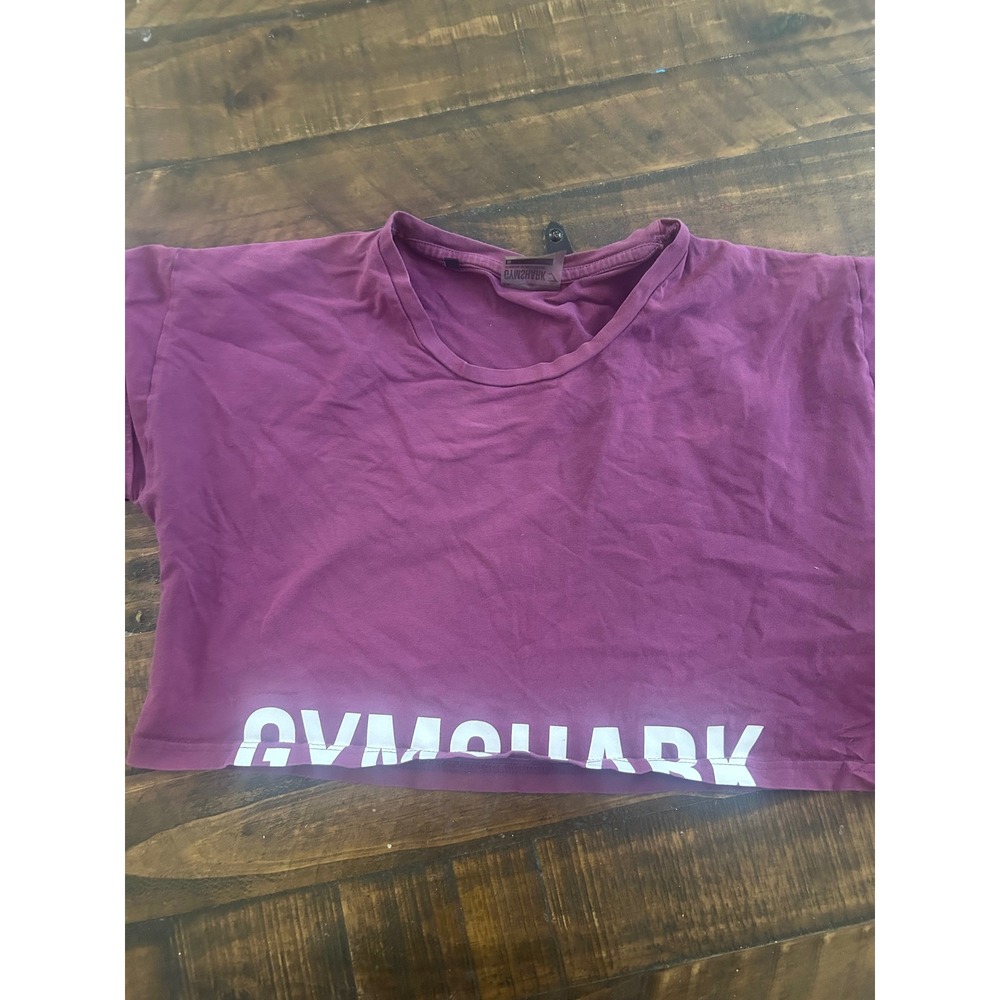 Gymshark Womens Purple Logo Boxy Crop Top Short Sleeve Activewear Size M